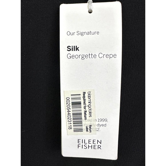 NWT Eileen Fisher Ballet NK K/L Dress, Black size L Silk Georgette Crepe $358 - Picture 4 of 5